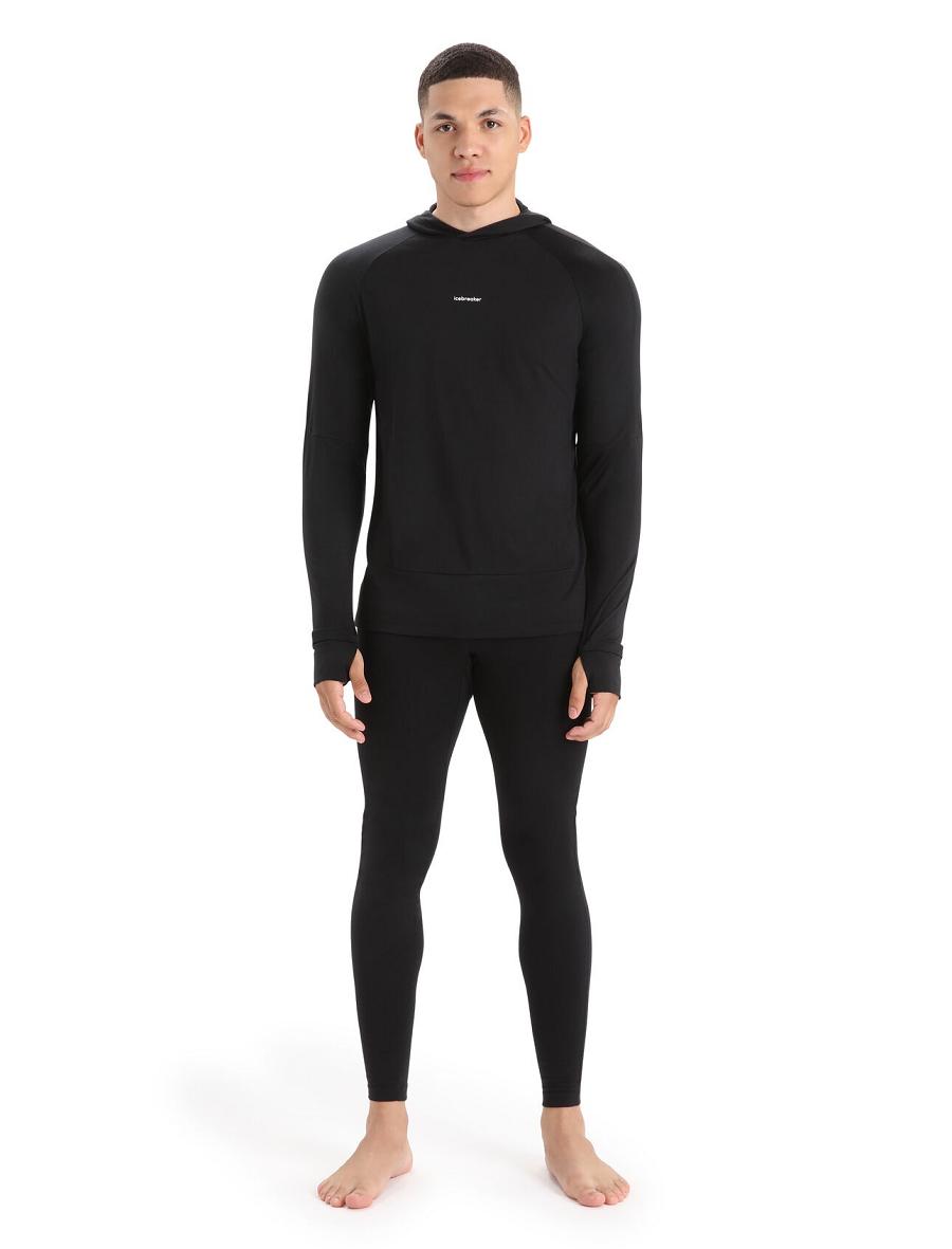 Men's Icebreaker Cool-Lite™ Merino Hoodie Long Sleeve Black | CA 1719DFMN